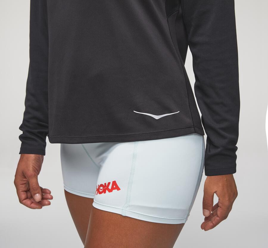 Hoka One One Performance Lång Sleeve Top Dam - Svarta - UJZVP-8142